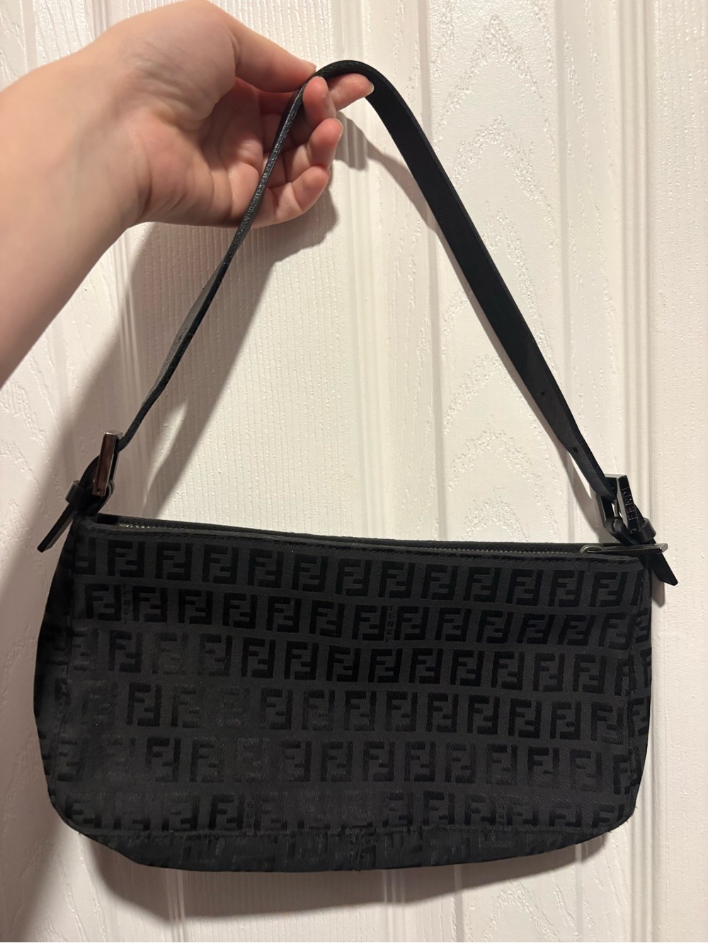 Fendi Black FF Monogram Shoulder Bag